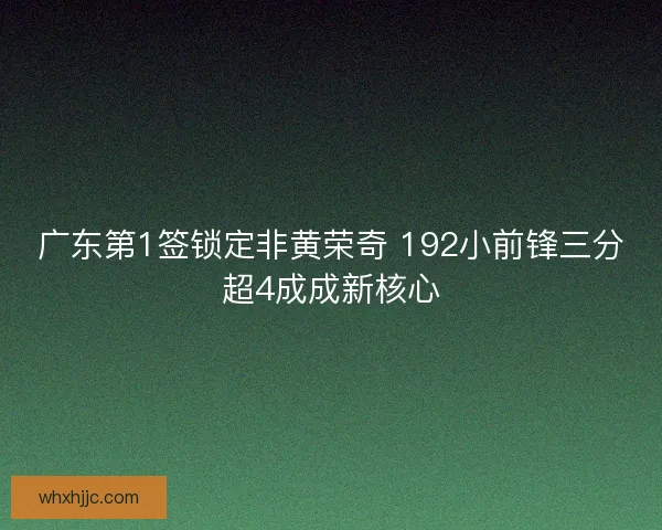 广东第1签锁定非黄荣奇 192小前锋三分超4成成新核心