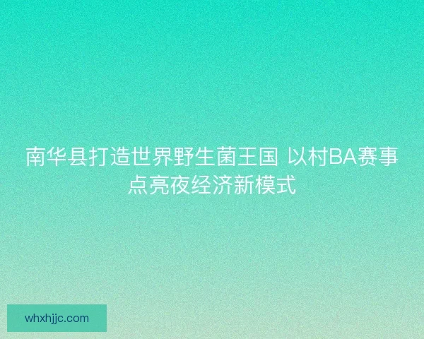 南华县打造世界野生菌王国 以村BA赛事点亮夜经济新模式
