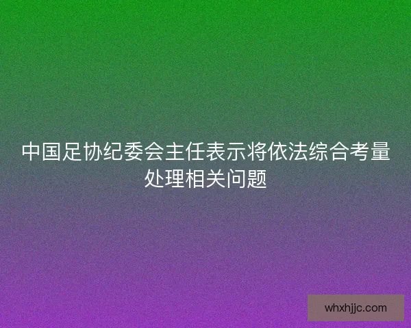 中国足协纪委会主任表示将依法综合考量处理相关问题