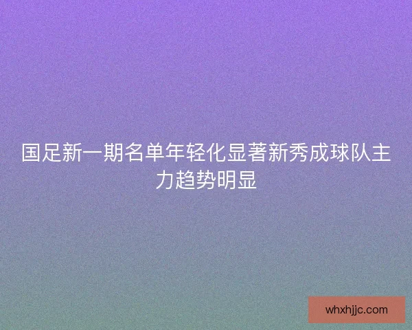 国足新一期名单年轻化显著新秀成球队主力趋势明显