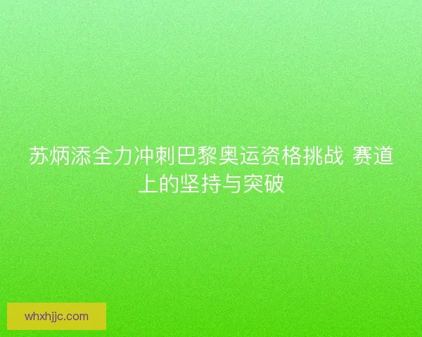 苏炳添全力冲刺巴黎奥运资格挑战 赛道上的坚持与突破